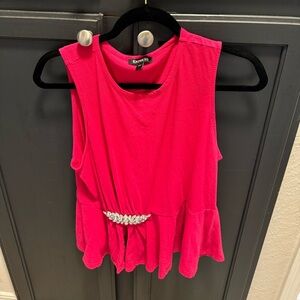 Express Hot Pink Top with Jewels, Size L